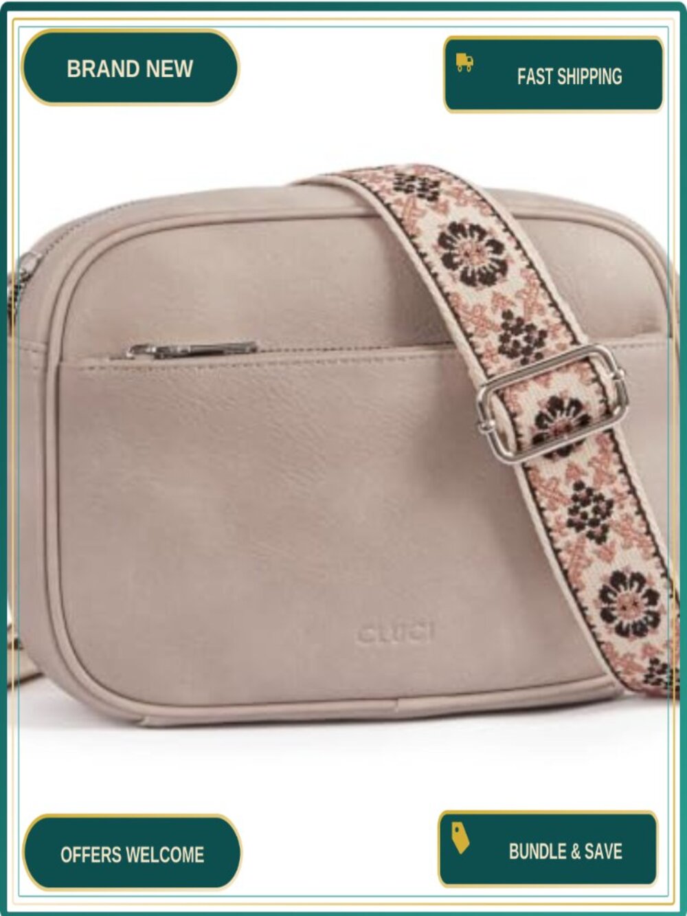 Crossbody Bag Women Vegetarian Leather Adjustable Wide Strap Travel Purse